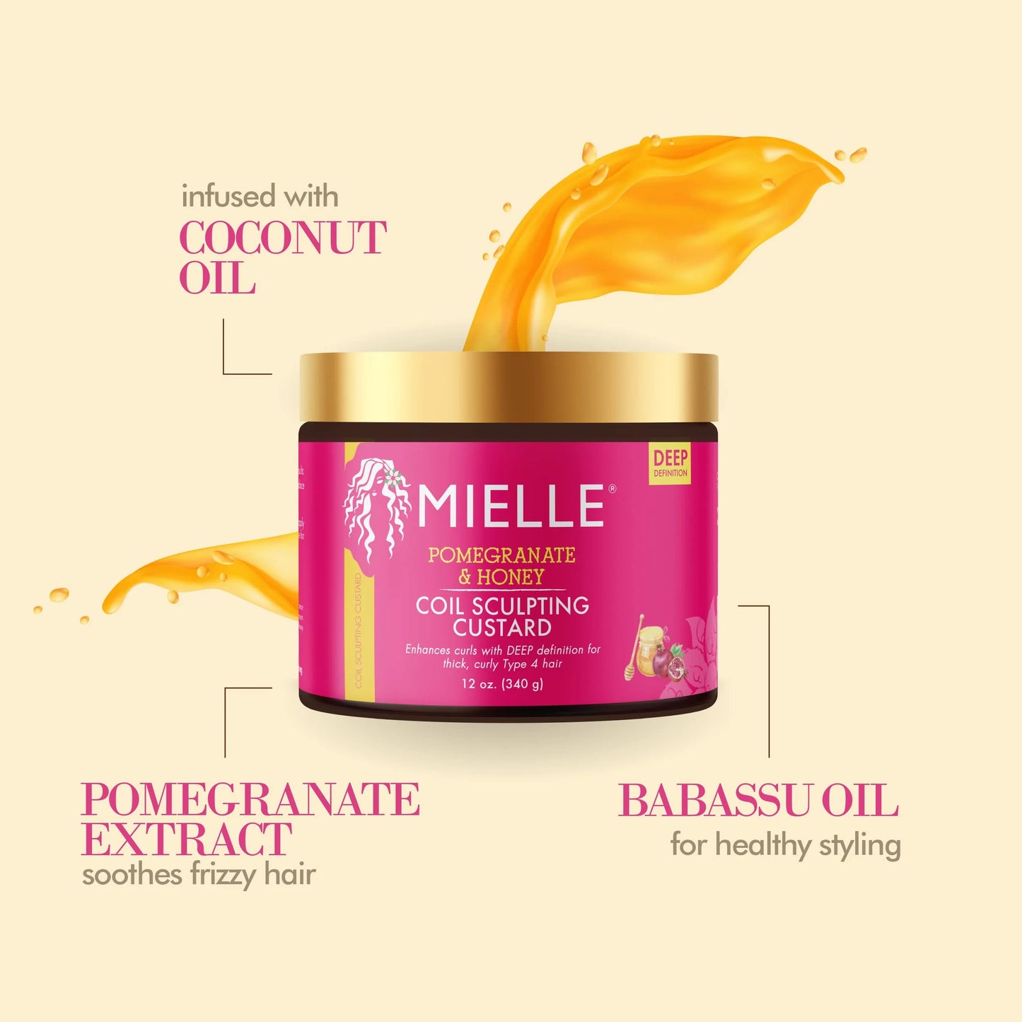 Mielle Pomegranate & Honey Coil Sculpting Custard - 340g